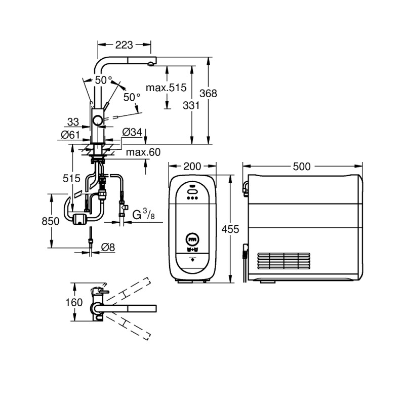 GROHE Blue Home L-tud udtr.mouss. EU