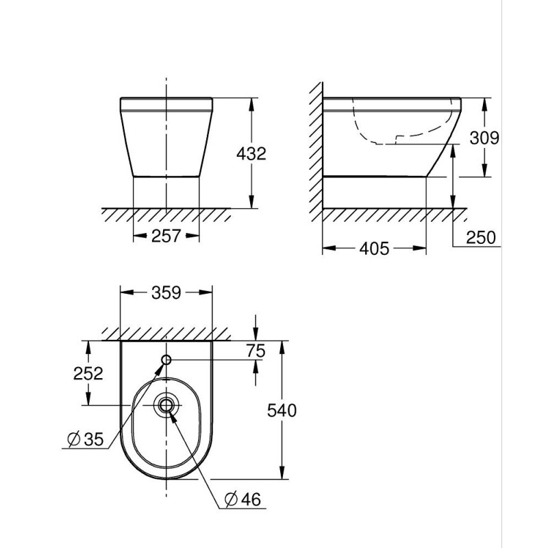 Euro Ceramic Bidet Vægh.
