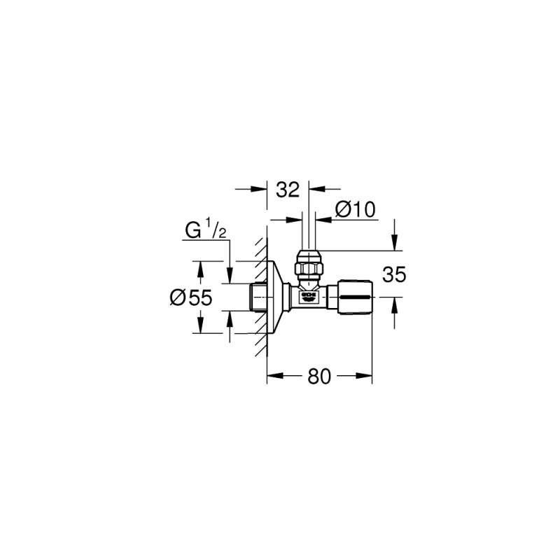 vinkelventil 1/2" x 3/8"